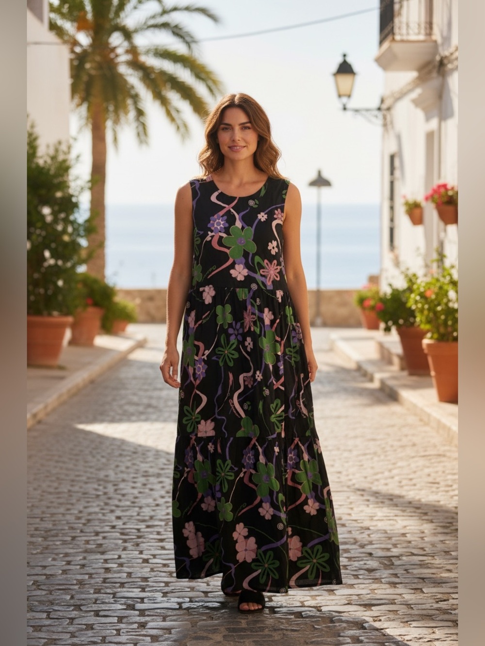 ASOS COLLUSION Black Floral Maxi Dress with Pink and Green Blooms